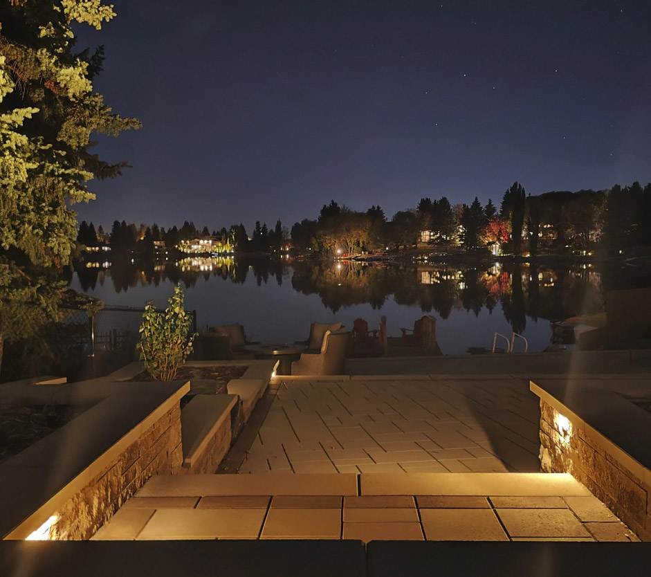 Landscape lighting walkway to beach