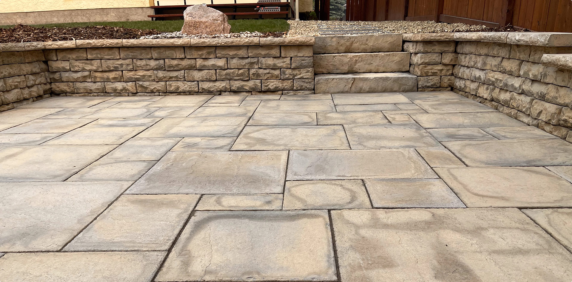 Retaining wall and patio