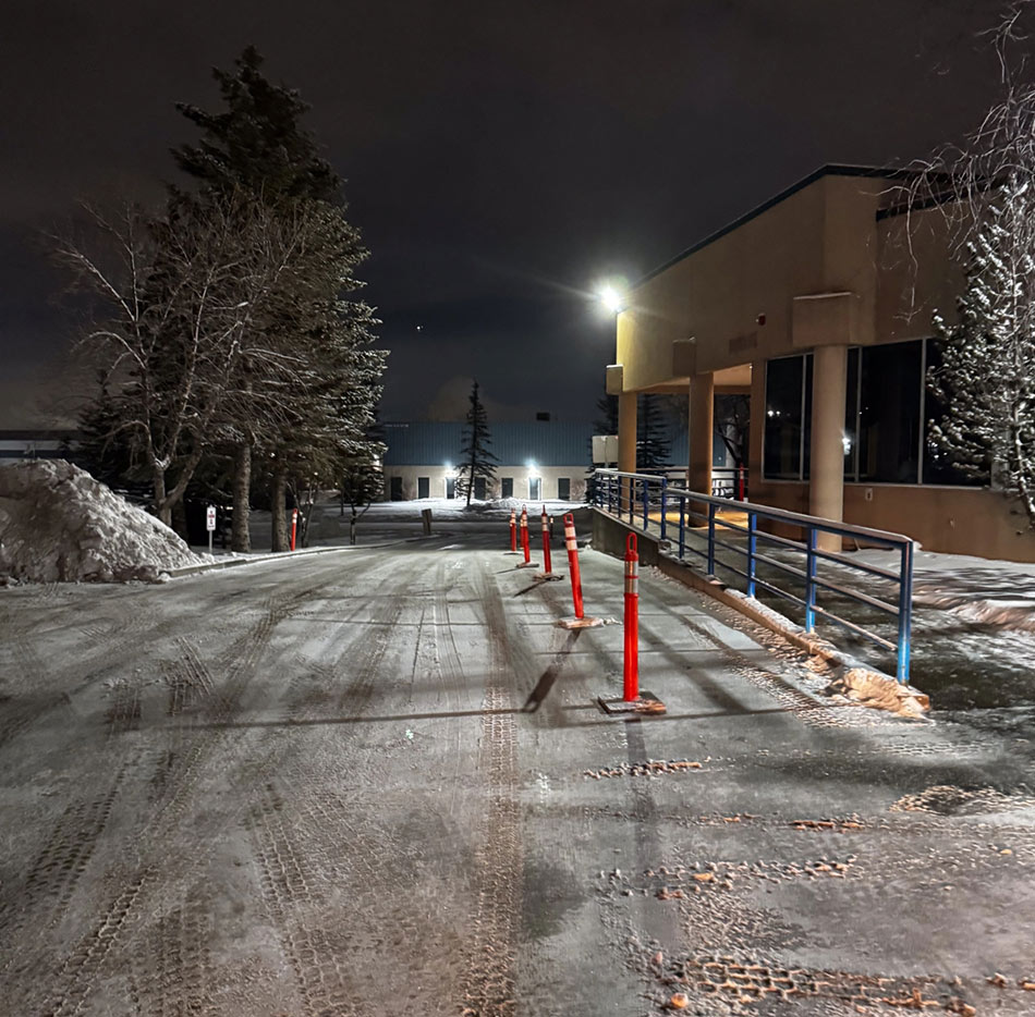 Snowy parking lot cleared
