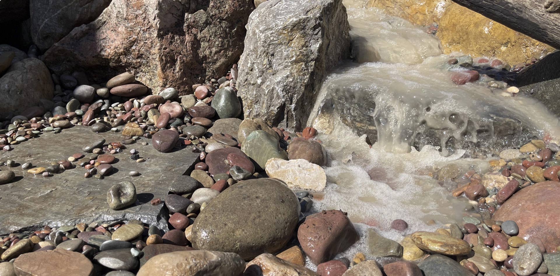 Water flowing over rocks